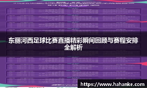东丽河西足球比赛直播精彩瞬间回顾与赛程安排全解析